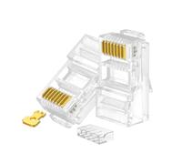 GIUPLOKID Conectores telefónicos con Clavijas de Cristal, 50 Uds. Conector RJ45 8P8C sin blindaje, Transparente, Chapado en Oro, 10Gbps, 1,05-1,1mm, CAT6A