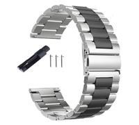 GIUPLOKID Correa de reloj de metal, Stainless Steel Watch Strap 20mm/22mm Quick Release Folding Buckle Multicolor Pack Of 2(Silver Black,22mm)