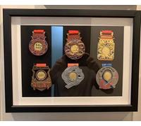 GIUPLOKID exhibición de la Medalla, Caja de Sombra for exhibición medallas, Madera, Multicolor, Varios tamaños(Oak,16" (6 Medals))