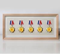 GIUPLOKID exhibición de la Medalla, Tamaños múltiples de la Caja Almacenamiento del Marco exhibición Medalla Madera sólida for Las medallas Militares los Deportes Guerra(5 Medals,50 * 23cm)
