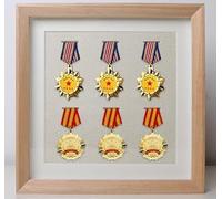 GIUPLOKID exhibición de la Medalla, Tamaños múltiples de la Caja Almacenamiento del Marco exhibición Medalla Madera sólida for Las medallas Militares los Deportes Guerra(6 Medals,30 * 30cm)