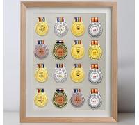 GIUPLOKID exhibición de la Medalla, Tamaños múltiples de la Caja Almacenamiento del Marco exhibición Medalla Madera sólida for Las medallas Militares los Deportes Guerra(16 Medals,35 * 50cm)