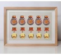 GIUPLOKID exhibición de la Medalla, Tamaños múltiples de la Caja Almacenamiento del Marco exhibición Medalla Madera sólida for Las medallas Militares los Deportes Guerra(10 Medals,42 * 29.7cm)