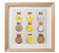 GIUPLOKID exhibición de la Medalla, Tamaños múltiples de la Caja Almacenamiento del Marco exhibición Medalla Madera sólida for Las medallas Militares los Deportes Guerra(9 Medals,40 * 40cm)