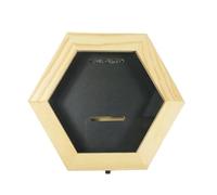 GIUPLOKID exhibición de la Medalla, Tamaños múltiples Multicolores del Marco de exhibición la Medalla Panal Madera Hexagonal(Black+Cover,17Pcs)