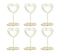 GIUPLOKID Portanúmeros de mesa, Portatarjetas de metal for números mesa y fotografías, dorado, 50x31x28 mm, paquete 24 piezas, múltiples formas(Love,24PCS)