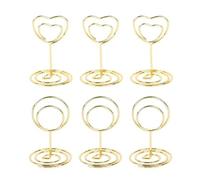 GIUPLOKID Portanúmeros de mesa, Portatarjetas de metal for números mesa y fotografías, dorado, 50x31x28 mm, paquete 24 piezas, múltiples formas(Mix Shape,12PCS)