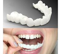 Giural 2 Pares Dentadura De Silicona, Dientes Postizos Temporales Cosméticos Carillas Dentales Dentadura Postiza Kit De Reparación De Dientes Instantánea