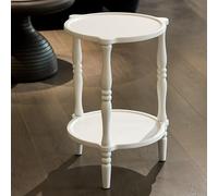 GIUSDOLA Accent - Mesa auxiliar de madera, mesa de noche redonda de 2 niveles, mesa auxiliar natural para la familia, dormitorio, sala de estar, acabado hecho a mano, color blanco