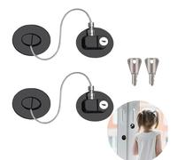 GIUSOBG 2 Piezas Seguridad Ventanas Niños, Cerradura para Puerta de Frigorífico con Llaves, Autoadhesivo No Requiere Taladrar Cerraduras Seguridad para Armario Puertas Ventanas (Óvalo Negro)
