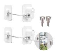 GIUSOBG 2 Piezas Seguridad Ventanas Niños, Cerradura para Puerta de Frigorífico con Llaves, Autoadhesivo No Requiere Taladrar Cerraduras Seguridad para Armario Puertas Ventanas (Cuadrado Blanco)