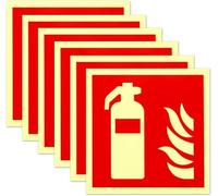 GIUSOBG 6 Piezas Señal Extintor PVC Autoadhesivo Señales Fotoluminiscente Extintor Cartel Protección Contra Incendios 15 * 15CM Adecuado para Hogares Hospitales Oficinas y Sitios de Construcción