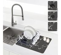 GIUSOBG Alfombrilla Escurreplatos de Café 50 * 40cm Súper Absorbente Alfombrilla Mármol Secado de Platos Estera Fregadero Secado Rápido Almohadilla Fregadero Cocina Cafetera