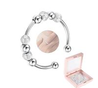 GIUSOBG Anillos de ansiedad Anillos Mujer Plata 925,10 Cuentas Ansiedad Giratorio Perlas Anillo Ajustable Abierto Joyería Regalos para Hombres Niñas Antiestres Inquietos