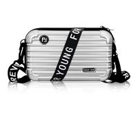 GIUSOBG Bolsos Mujer Bandolera 18*11*6cm Bolso Mujer Pequeño Multifunción con Larga Desmontable Ajustable Correa de Hombro, Mini Bolso Satchel para Señora, Mujer, Viaje De Compras y Trabajo (Plateado)