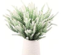 GIUSOBG Flores de Lavanda Artificial 12 Piezas de Flores de Lavanda Artificiales 36cm Planta Decorativas para Bodas, Terrazas de Jardín y Decoración de Jarrones (Blanco)