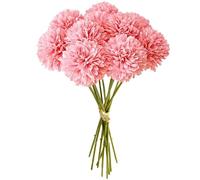 GIUSOBG Hortensias Artificiales12 Piezas Flores Artificiales Decoracion Seda Flores Plantas Crisantemos de Seda Simulación Bola Decorativas, para Bodas Hogar Hotel Decoración (Rosa)