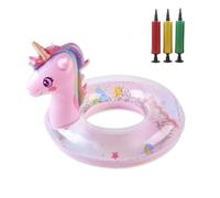 GIUSOBG Inflable del Flotador de Unicornio con Brillos 110cm Flotador para Piscina Anillo de Natación para Niños Anillo de Natación Inflable de Unicornio Regalo de Juguetes de Piscina para Niños