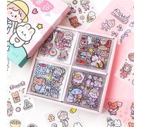 GIUSOBG Kawaii Stickers, 100 Piezas Pegatinas Kawaii Anime Lindas Chicas, Pegatinas Scrapbooking Decorativas Kit, PET Mini Stickers Aesthetic Niños para Scrapbooking, Calendarios, Cuadernos