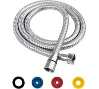 GIUSOBG Manguera de Ducha 1,5M/59IN Flexo de Acero Inoxidable Argento Tubo Ducha Cable Conexión Estándar G1/2" con 4 Limitadores de Flujo Economizadores se Adapta a Todos los Cabezales