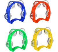 GIUSOBG Pandereta Media Luna 4 Piezas Pandereta de Mano de Media Luna Multicolo Pandereta Percusión Panderetas de Mano de Navidad Pandereta Media Lunapara Educación Infantil Actuaciones Escolares