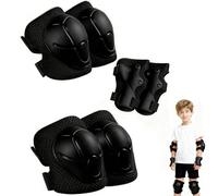 GIUSOBG Piezas Protecciones Patines Set 6 Piezas Protecciones Protecciones Skate Niño Rodilleras Patines Niña Protecciones Patines Set Equipo de Protección para Bicicleta Patinaje Ciclismo（Negro）