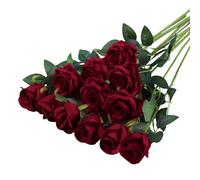 GIUSOBG Rosas Artificiales Flores 12 PCS 20in Rojas de Seda con Tallo Largo Ramo de Rosas Artificiales de Seda Realista Largo Tallo Flores Rosas Artificiales，para arreglos de Boda (Borgoña)