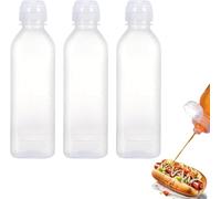 GIUSOBG Squeeze Bottle 3 Piezas Botella de Plastico para Salsas 300ML Botella Exprimible Aceite de Plastico Dispensador Transparente Biberones de Cocina con Tapa para Condimentos, Mostaza, Mayonesa