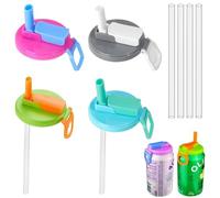 GIUSOBG Tapas de para latas con Pajitas 4 Pzs Tapa para Latas de Refresco Fundas Reutilizables y Portátiles Tapas latas con Pajita aptas de bebidas con pajita para latas de 2,24" (Colores mixtos)