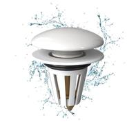 GIUSOBG Tapón de Desagüe Pop-Up Universal, Blanco de Cerámica para Lavabo con Filtro de Desagüe, Tapón para Lavabo de Baño, Apto para Lavabo, Lavabo, Baño, Cocina (34-40mm)