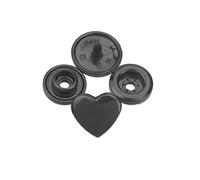 GIVBRO 150 botones a presión T5 en forma de corazón, cierres de plástico para manualidades, pañales, baberos, color negro