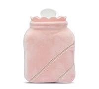GIVBRO Botella de agua caliente bolsa calentador de manos para el invierno cuello cálido alivio del dolor del abdomen rosa - con cubierta de tela (#A)
