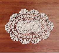 GIVBRO Manteles individuales de encaje con diseño de flores de ganchillo ovalado, posavasos de encaje rústico, tapete para decoración de sofá, boda, fiesta, color beige