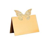 GIVBRO Tarjeta de lugar de mesa Mariposa Hueco Tienda Tarjeta Nombre Tarjetas de mesa para decoración de fiesta Metting Suministros de boda Oro, 50 piezas