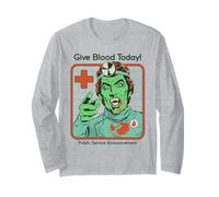 Give Blood Today Vampire Retro Vintage Funny Adult Humor Manga Larga