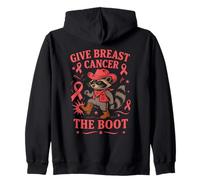 Give Breast Cancer The Boot Awareness Cowboy Raccoon Ribbon Sudadera con Capucha