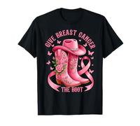 Give Breast Cancer The Boot Cowgirl Cancer Awareness Ribbon Camiseta