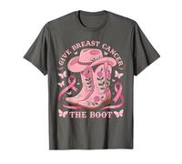 Give Breast Cancer The Boot Cowgirl Cancer Awareness Ribbon Camiseta