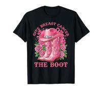 Give Breast Cancer The Boot Cowgirl Cancer Awareness Ribbon Camiseta