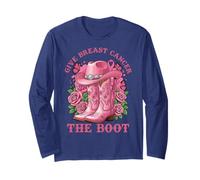 Give Breast Cancer The Boot Cowgirl Cancer Awareness Ribbon Manga Larga
