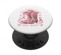 Give Breast Cancer The Boot Cowgirl Cancer Awareness Ribbon PopSockets PopGrip Adhesivo