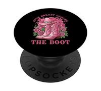 Give Breast Cancer The Boot Cowgirl Cancer Awareness Ribbon PopSockets PopGrip Adhesivo