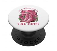 Give Breast Cancer The Boot Cowgirl Cancer Awareness Ribbon PopSockets PopGrip Adhesivo