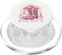 Give Breast Cancer The Boot Cowgirl Cancer Awareness Ribbon PopSockets PopGrip para MagSafe