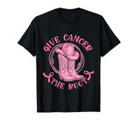 Give Cancer The Boot Pink Breast Cancer Western Cowgirl Camiseta
