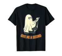 Give Me A Second Ghost Puns Spooky Halloween Humor Temporada Camiseta gráfica económica