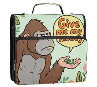 Give Me My Money Gorilla - Organizador de 3 anillos con cremallera de 1.5 pulgadas con correa para el hombro, múltiples bolsillos, portátil, para el hogar, viajes, bolsa de almacenamiento segura