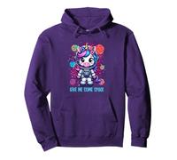 Give Me Some Space Astronaut Unicorn Design Mujer Púrpura Sudadera con Capucha