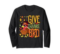 Give Thanks Bro | Funny Turkey Thanksgiving Men Boys Kids Manga Larga