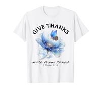 Give Thanks Pretty Biblia Verso Christian Summer Butterfly Camiseta